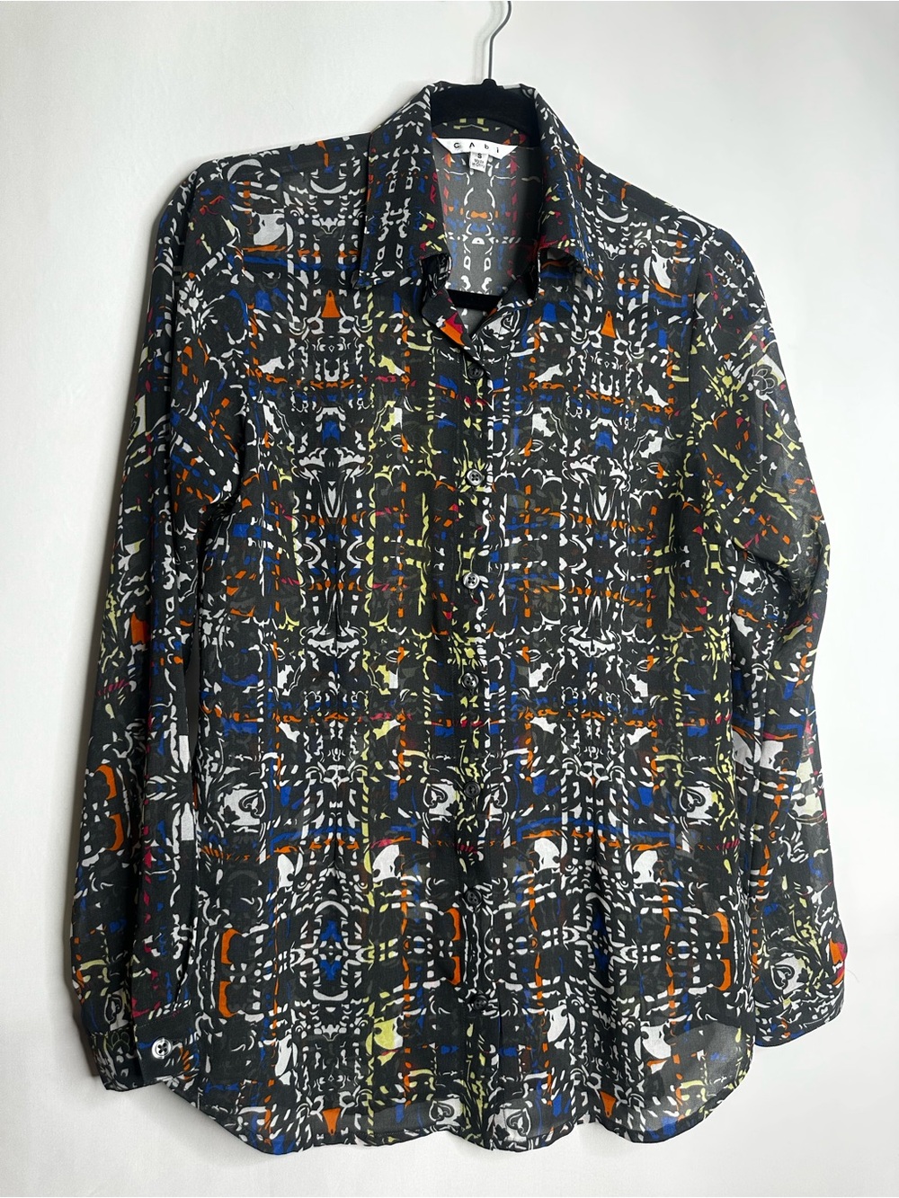 CAbi Black Multicolor Abstract-Print Button-Down Shirt